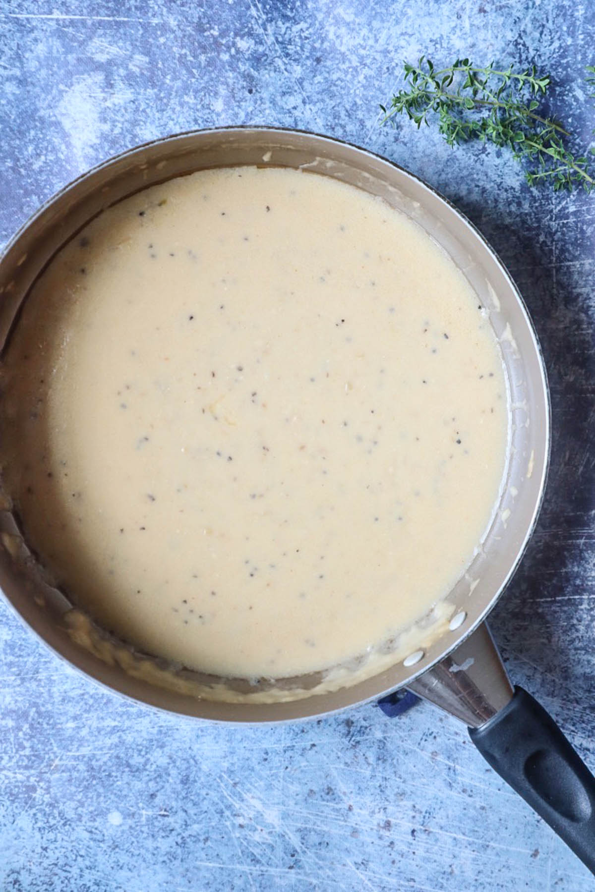 skillet with creamy truffle sauce