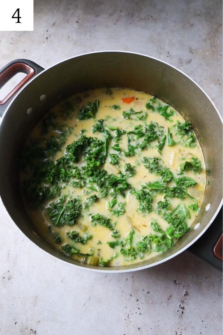 Image showcasing 30 Minute Vegan Potato Kale Soup - Bless This Meal