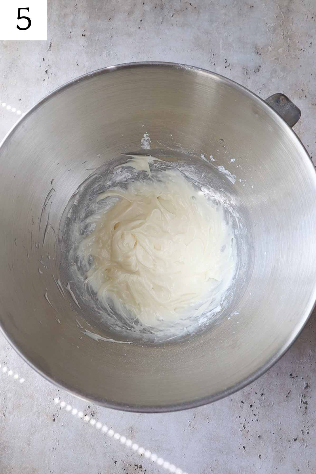 bowl with cream cheese frosting.