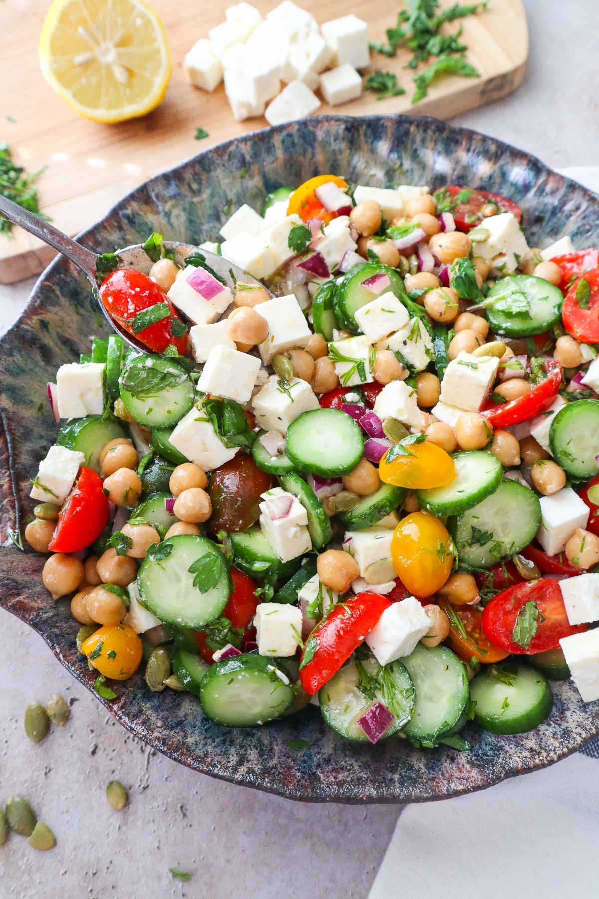 Allow the salad to sit for about 10 minutes to allow the flavor to become fully absorbed. Serve cold or at room temperature.