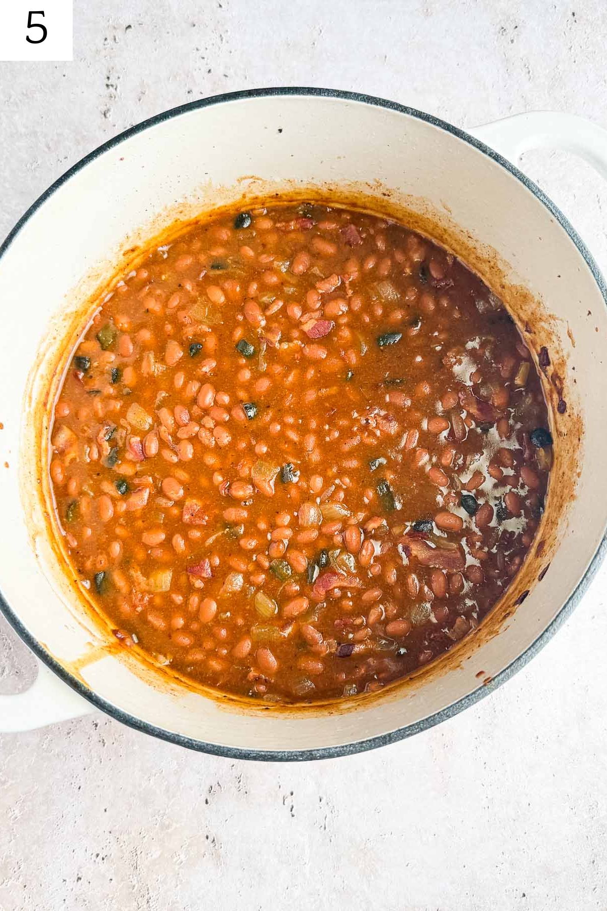 bubbly baked maple baked beans with bacon.
